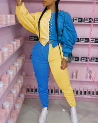 Eyelet Lace Up Yellow/Blue (Set)