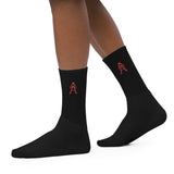 Alotofit Royal A Red Embroidered Logo Socks