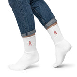 Alotofit Royal A Red Embroidered Logo Socks