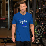 Alotofit Grindin 24/7 Wht/Blue Text Short-Sleeve Unisex T-Shirt