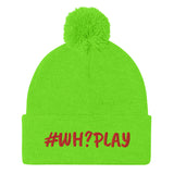 Alotofit WH?PLAY Red Embroidered Pom-Pom Beanie