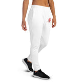 Alotofit Custom Print & Tailored All White w/ Red/Wht/blk Logo Women's Joggers