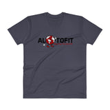 Alotofit Globeman Black/Red/White Logo V-Neck T-Shirt