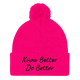 Alotofit Know Better Do Better Black Embroidery Pom Pom Knit Cap
