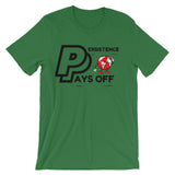 Persistence Pays Off Black/Red/White Logo Unisex short sleeve t-shirt