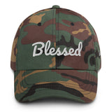 Alotofit Blessed White Text Embroidered Dad hat