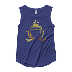Alotofit Luxury Queen Gold Logo Ladies’ Cap Sleeve T-Shirt w/ outside label