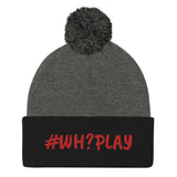 Alotofit WH?PLAY Red Embroidered Pom-Pom Beanie