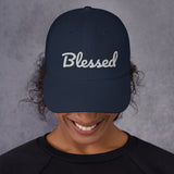 Alotofit Blessed White Text Embroidered Dad hat