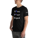Alotofit Money, Power, Respect White/Blue Short-Sleeve Unisex T-Shirt