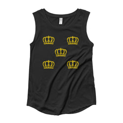 Alotofit Queen Luxury Gold Logo Ladies’ Cap Sleeve T-Shirt