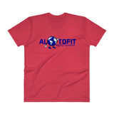 Alotofit Globeman Blue & White Logo V-Neck T-Shirt (S-2XL)