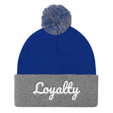 Alotofit Loyalty White Embroidered Pom Pom Knit Cap