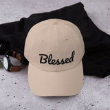 Alotofit Blessed Black Text Embroidered Dad hat