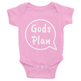 Gods Plan White Text Infant Bodysuit w/ outside branding