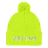 Alotofit WH?PLAY White Embroidered Pom-Pom Beanie