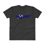 Alotofit Globeman Blue & White Logo V-Neck T-Shirt (S-2XL)