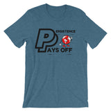 Persistence Pays Off Black/Red/White Logo Unisex short sleeve t-shirt