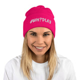 Alotofit WH?PLAY White Embroidered Pom-Pom Beanie
