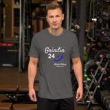 Alotofit Grindin 24/7 Wht/Blue Text Short-Sleeve Unisex T-Shirt