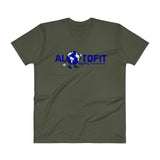 Alotofit Globeman Blue & White Logo V-Neck T-Shirt (S-2XL)