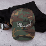 Alotofit Blessed White Text Embroidered Dad hat