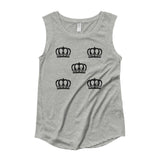 Alotofit Queen Luxury Black Logo Ladies’ Cap Sleeve T-Shirt