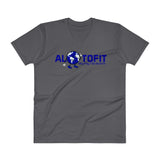 Alotofit Globeman Blue & White Logo V-Neck T-Shirt (S-2XL)