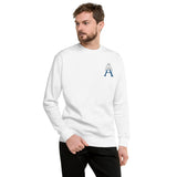 Alotofit Royal A White/Blue Embroidered Logo Unisex Fleece Pullover