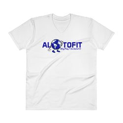 Alotofit Globeman Blue & White Logo V-Neck T-Shirt (S-2XL)