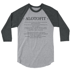 Alotofit Definition Black Logo 3/4 sleeve raglan shirt (XS-2XL)