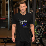Alotofit Grindin 24/7 Wht/Blue Text Short-Sleeve Unisex T-Shirt