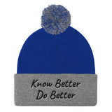 Alotofit Know Better Do Better Black Embroidery Pom Pom Knit Cap