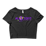Alotofit Globeman Purple/Gold Logo Women’s Crop Tee