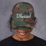 Alotofit Blessed White Text Embroidered Dad hat