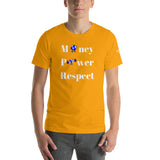 Alotofit Money, Power, Respect White/Blue Short-Sleeve Unisex T-Shirt