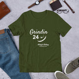 Alotofit Grindin 24/7 White Text Short-Sleeve Unisex T-Shirt
