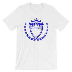 Alotofit Luxury Blue Logo Short-Sleeve Unisex T-Shirt w/ outside label
