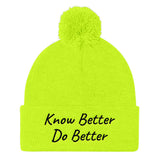 Alotofit Know Better Do Better Black Embroidery Pom Pom Knit Cap