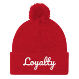 Alotofit Loyalty White Embroidered Pom Pom Knit Cap