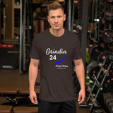 Alotofit Grindin 24/7 Wht/Blue Text Short-Sleeve Unisex T-Shirt