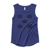 Alotofit Queen Luxury Black Logo Ladies’ Cap Sleeve T-Shirt