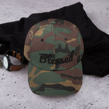 Alotofit Blessed Black Text Embroidered Dad hat