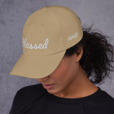 Alotofit Blessed White Text Embroidered Dad hat