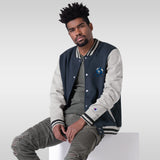 Alotofit Original Logo Blue/Wht/Blk Embroidered Champion Bomber Jacket
