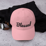 Alotofit Blessed Black Text Embroidered Dad hat