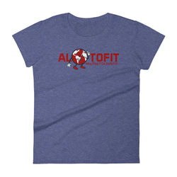 Alotofit Globeman Red & White Logo Women's Short Sleeve T-shirt