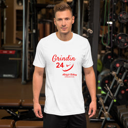 Alotofit Grindin 24/7 Red Text Short-Sleeve Unisex T-Shirt