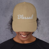 Alotofit Blessed White Text Embroidered Dad hat