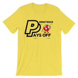 Persistence Pays Off Black/Red/White Logo Unisex short sleeve t-shirt